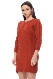 Women's Cable Knit Long Sleeve Sweater Dress