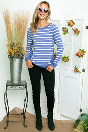 Women's Relaxed Fit Stripe and Solid Mix Top