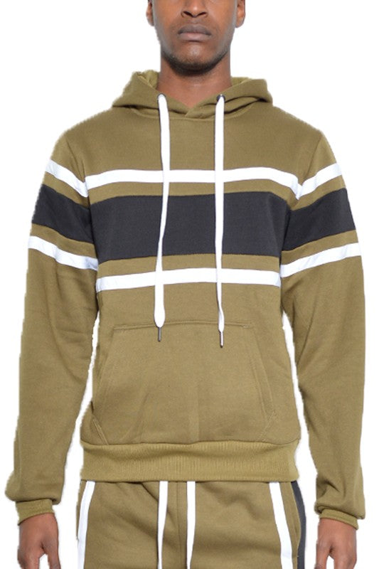 Men's Regular Fit Three Stripe Pullover Hoodie