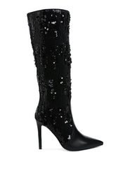 Women's Sequin Embellished Stiletto Long Boots