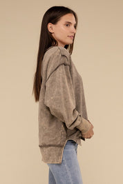 Women's Oversized Acid Wash French Terry Sweatshirt