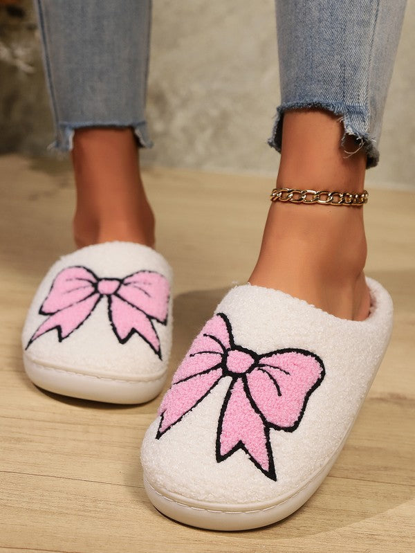 Women's Cozy Bowknot Fuzzy Winter Slippers