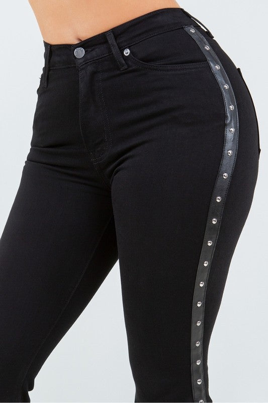 Women's High Rise Jet Black Bell Bottom Jeans