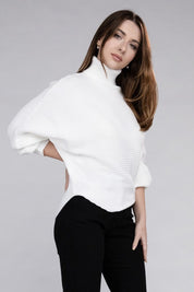 Women's Loose Fit Viscose Dolman Sleeve Turtleneck Sweater