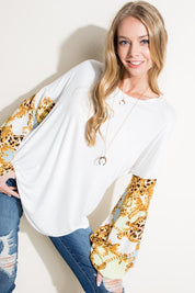 Women's Casual Loose Fit Chain Print Long Sleeve Top