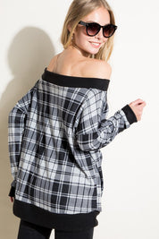 Women's Plaid Off Shoulder Top