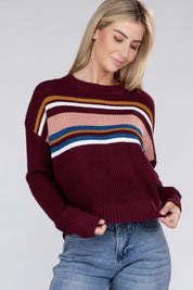 Women's Striped Crewneck Pullover Sweater