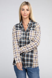 Women's Plaid Patchwork Long Sleeve Shirt