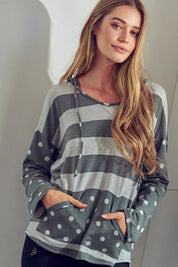 Women's Polka Dot Stripe Mix Sweatshirts