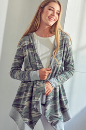 Plus Size Casual Camouflage Cascade Cardigan