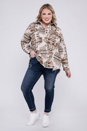 Plus Size Western Print Aztec Shacket for Women