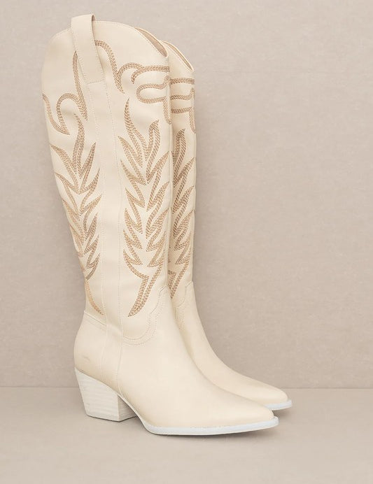 SAMARA-EMBROIDERY WESTERN KNEE HIGH BOOTS