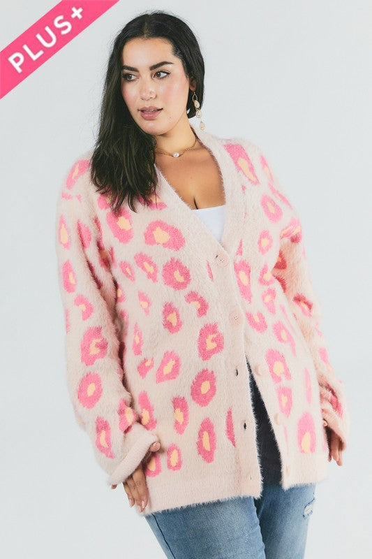 Women's Relaxed Fit Animal Print Long Sleeve Cardigan