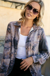 Women's Loose Fit Tie Dye Button Down Shirt