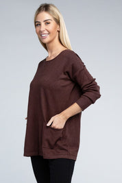 Women's Relaxed Viscose Sweater with Front Pockets