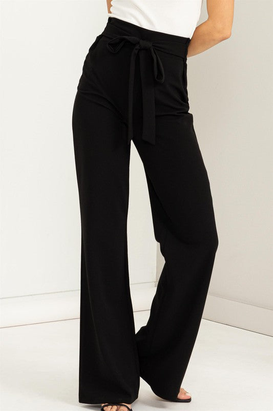 Women's High-Waisted Tie Front Flared Pants