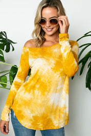 Women's Tie Dye One Shoulder Long Sleeve Plus Top