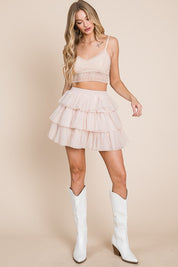 Women's Tiered Mesh Mini Skirt