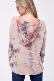 Plus Size Oversized V-Neck Tie Dye Sweatshirt Top