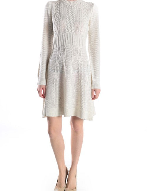 Women's Cable Knit Flared Mini Sweater Dress