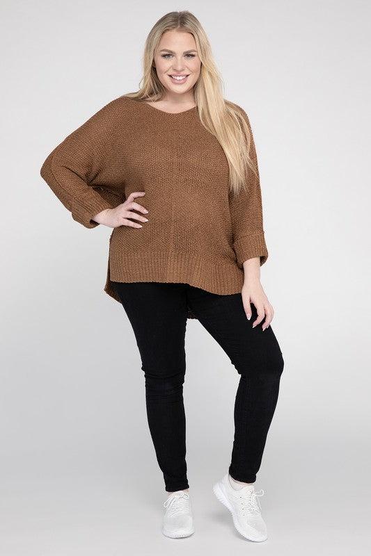 Plus Size Women's Cozy Crew Neck Knit Sweater