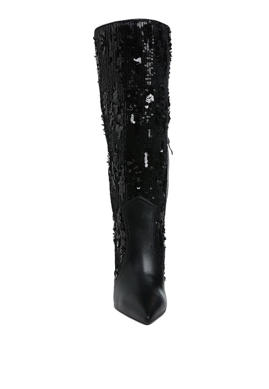 Women's Sequin Embellished Stiletto Long Boots