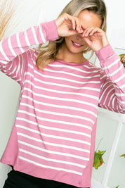 Women's Relaxed Fit Stripe and Solid Mix Top