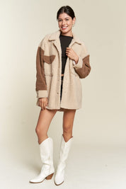 Women's Oversized Colorblock Sherpa Jacket