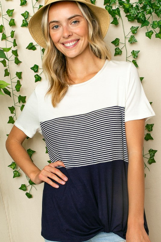 Women's Striped Color Blocked Tunic Top