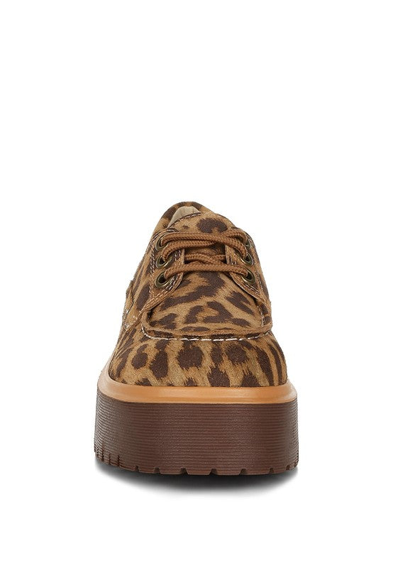 Women's Formal Leopard Print Suede Oxford Loafers