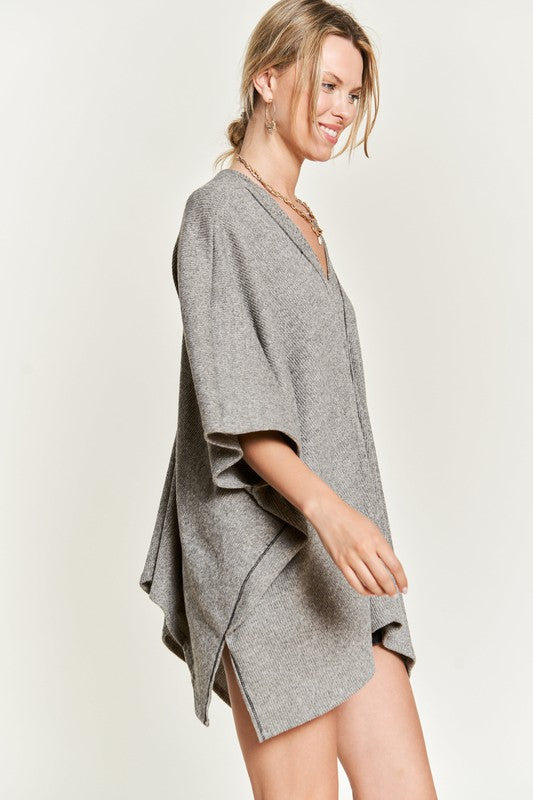 Women's Oversized V-Neck Poncho Top