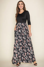 Women's Ditsy Floral Print Maxi Dress