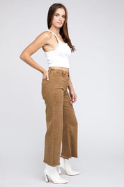 Women's Acid Wash Frayed Hem Wide Leg Pants