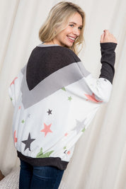 Women's Oversized Star Print Cozy Pullover Top