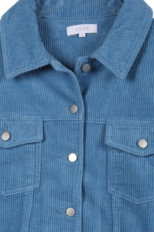 Women's Frayed Corduroy Button-Up Jacket