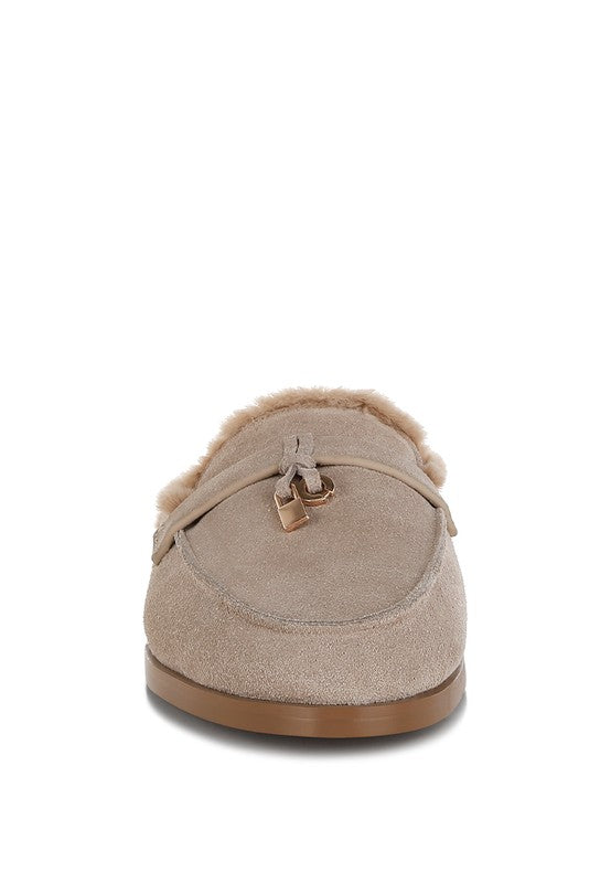 Women's Casual Suede & Faux Fur Slip On Mules