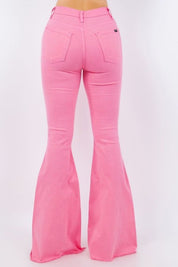 Women's Pink Full Length Bell Bottom Jeans