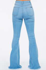 Women's High Rise Light Blue Bell Bottom Jeans