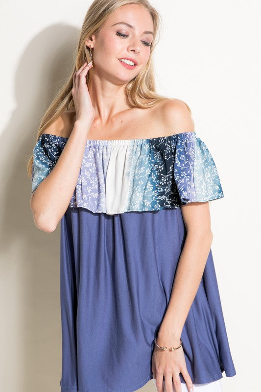 Women's Ombre Tie Dye Off Shoulder Top