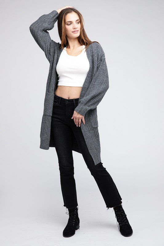 Women's Loose Fit Twist Knitted Open Front Cardigan