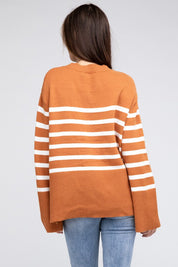 Women's Oversized Ribbed Hem Stripe Sweater