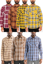 Men's Regular Fit Full Plaid Checkered Flannel Shirt