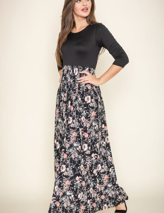 Women's Ditsy Floral Print Maxi Dress