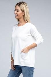 Women's Relaxed Viscose Sweater with Front Pockets