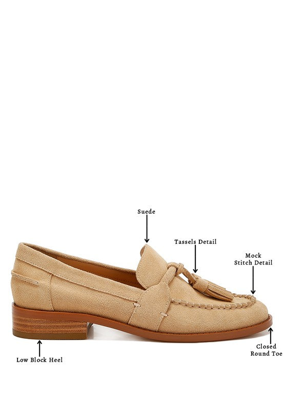 Men's Casual Suede Loafers with Tassel Detail