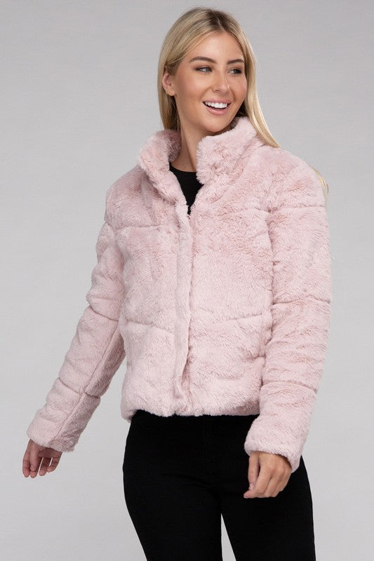 Women's Cozy Fluffy Zip-Up Jacket