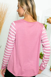 Women's Relaxed Fit Stripe and Solid Mix Top