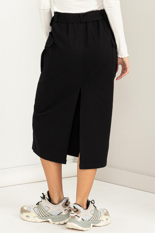 Women's High-Waisted Buckled Belt Cargo Skirt