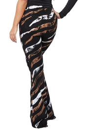 Women's High Rise Tiger Print Bell Bottom Jeans