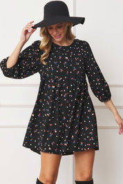 Women's Abstract Polka Dot Bishop Sleeve Mini Dress